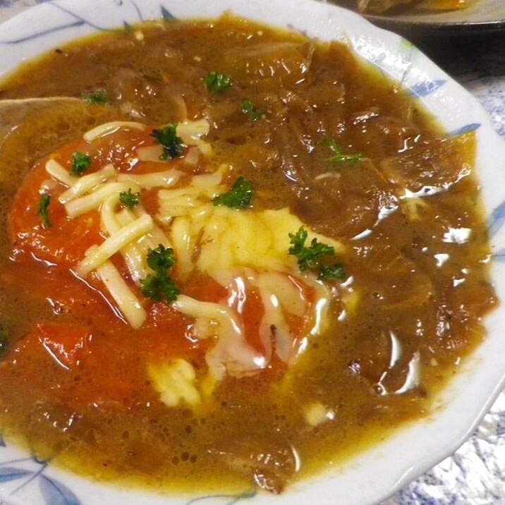 焼きトマトオニオングラタンスープ